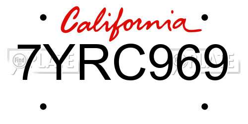 7YRC969 California License Plate