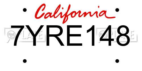 7YRE148 California License Plate