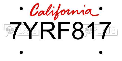 7YRF817 California License Plate