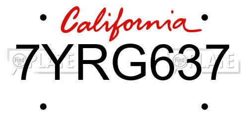 7YRG637 California License Plate