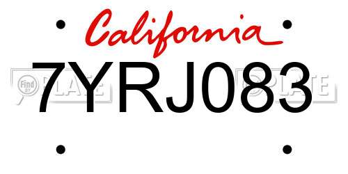 7YRJ083 California License Plate