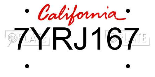 7YRJ167 California License Plate
