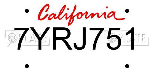 7YRJ751 California License Plate