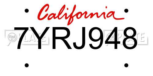 7YRJ948 California License Plate