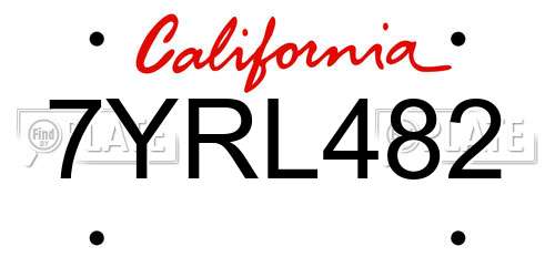 7YRL482 California License Plate