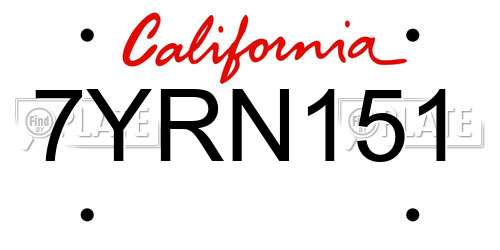 7YRN151 California License Plate