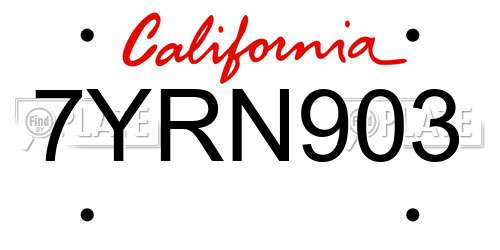 7YRN903 California License Plate