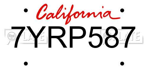 7YRP587 California License Plate