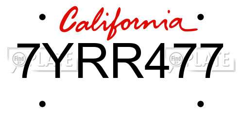 7YRR477 California License Plate
