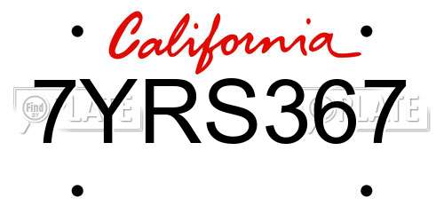 7YRS367 California License Plate