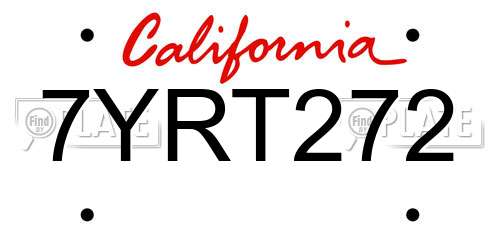 7YRT272 California License Plate