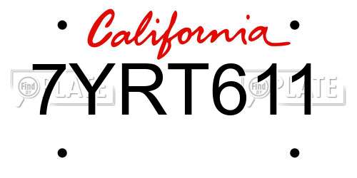7YRT611 California License Plate