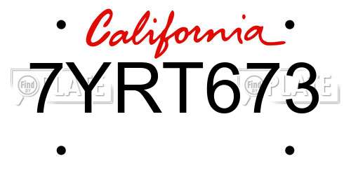 7YRT673 California License Plate