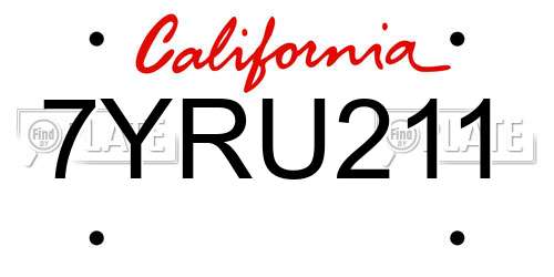 7YRU211 California License Plate