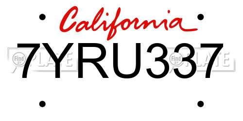 7YRU337 California License Plate