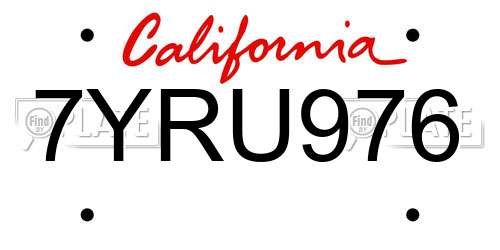 7YRU976 California License Plate