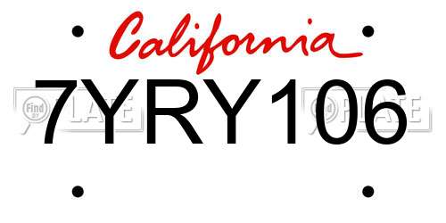 7YRY106 California License Plate
