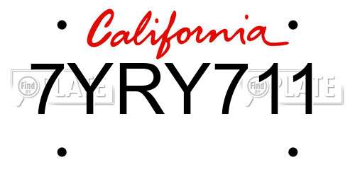 7YRY711 California License Plate