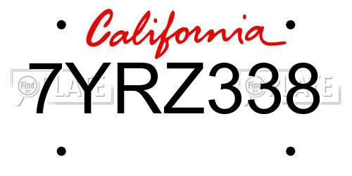 7YRZ338 California License Plate