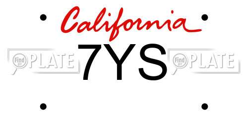 7YS California License Plate