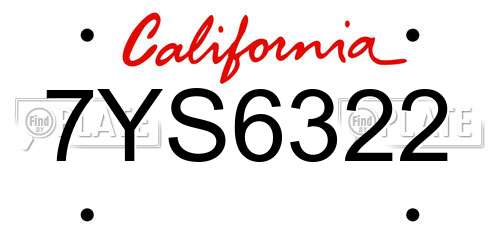 7YS6322 California License Plate