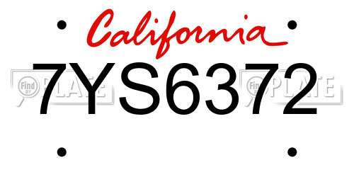 7YS6372 California License Plate
