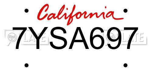 7YSA697 California License Plate