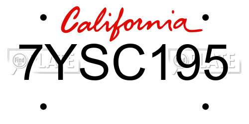 7YSC195 California License Plate