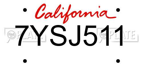 7YSJ511 California License Plate