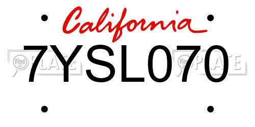 7YSL070 California License Plate