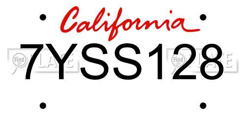 7YSS128 California License Plate