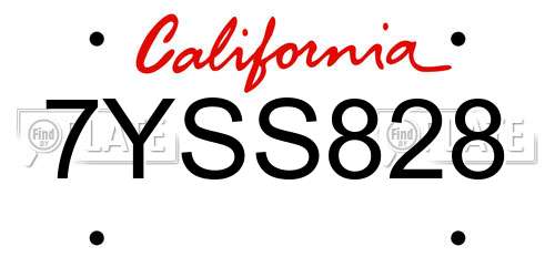 7YSS828 California License Plate