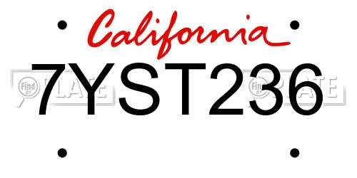 7YST236 California License Plate