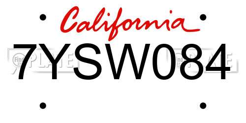 7YSW084 California License Plate