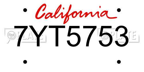 7YT5753 California License Plate