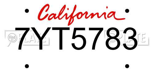 7YT5783 California License Plate