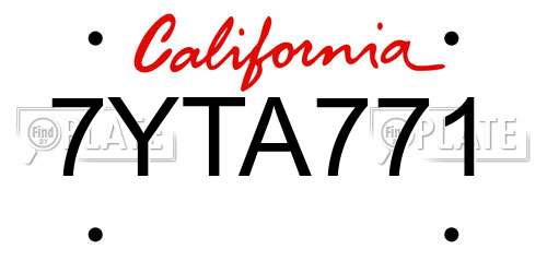 7YTA771 California License Plate