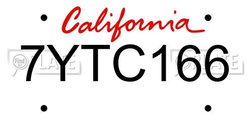 7YTC166 California License Plate