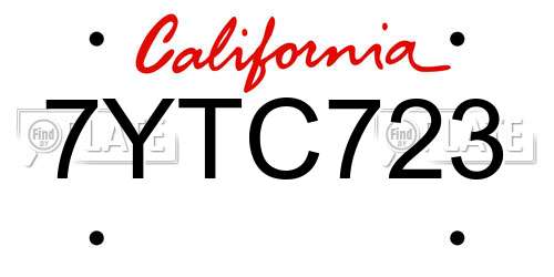 7YTC723 California License Plate