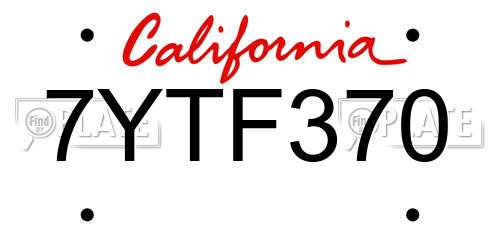 7YTF370 California License Plate
