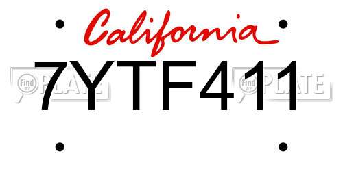 7YTF411 California License Plate