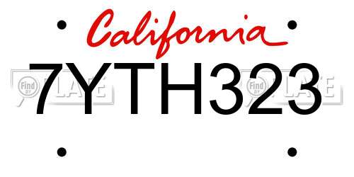 7YTH323 California License Plate
