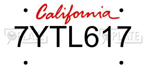 7YTL617 California License Plate