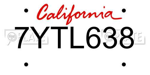 7YTL638 California License Plate