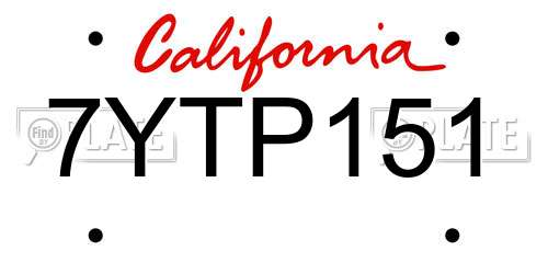 7YTP151 California License Plate