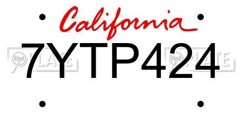 7YTP424 California License Plate