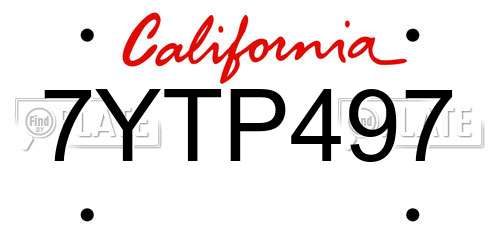 7YTP497 California License Plate