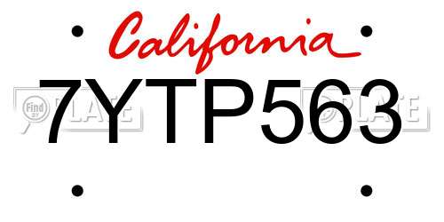7YTP563 California License Plate