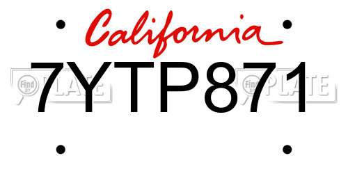 7YTP871 California License Plate