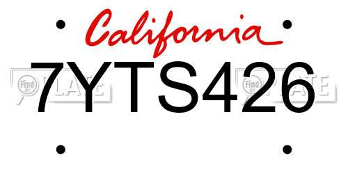 7YTS426 California License Plate